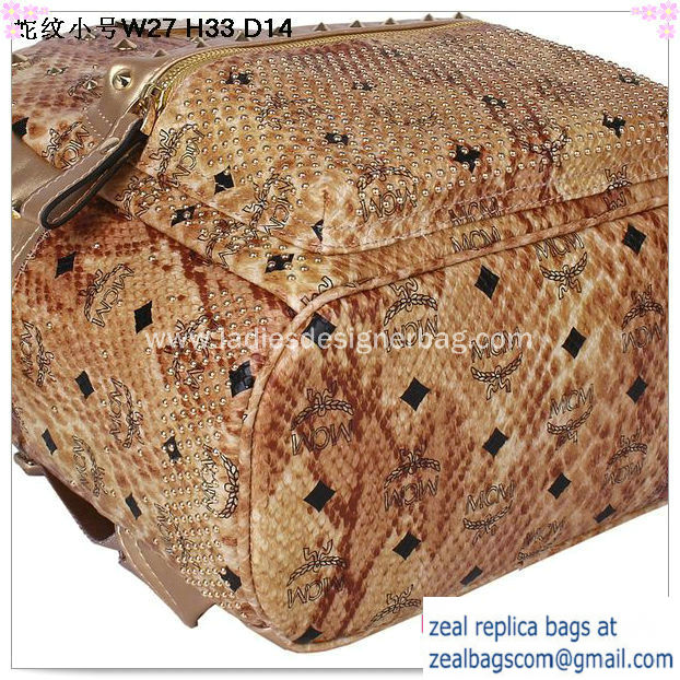 High Quality Replica MCM Armour Small Backpack Snake Leather MC2095S Gold